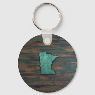Rustic Teal Minnesota Shape Key Ring