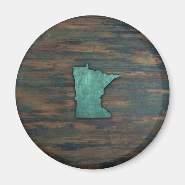Rustic Teal Minnesota Shape Magnet (Front)