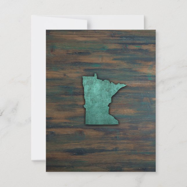 Rustic Teal Minnesota Shape Thank You Card (Front)