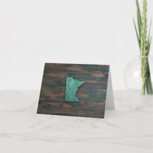 Rustic Teal Minnesota Shape Thank You Card