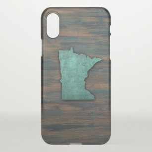 Rustic Teal Minnesota Shape iPhone X Case