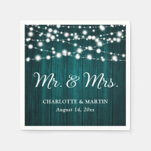 Rustic Teal Mr and Mrs Wedding Napkins