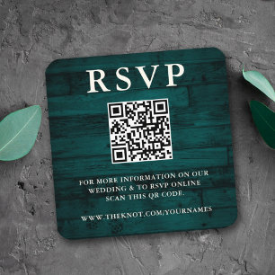 Rustic Teal RSVP QR Code Enclosure Card