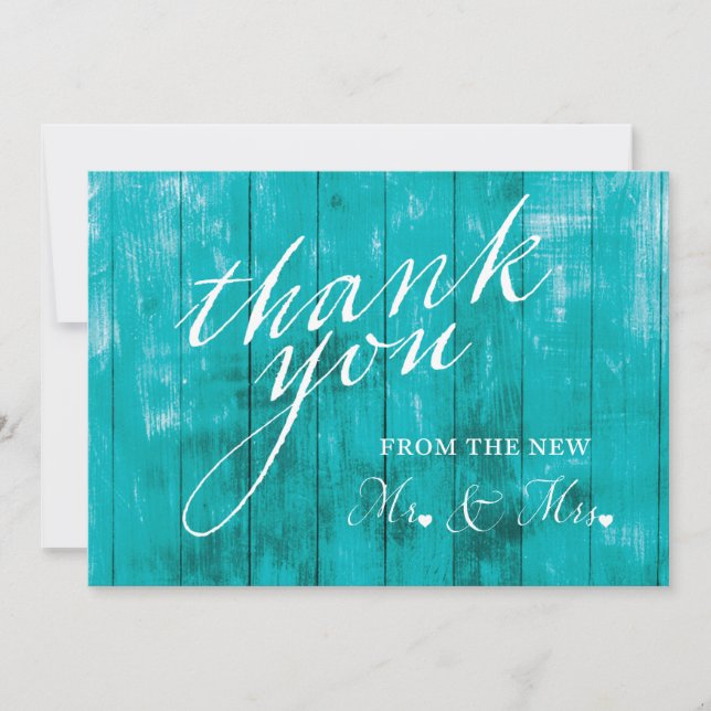 Rustic Teal Thank You Card (Front)