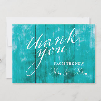 Rustic Teal Thank You Card