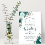 Rustic Teal Watercolor Roses Boho Floral Wedding Invitation<br><div class="desc">This beautiful wedding invitation features a rustic boho chic design with hand painted watercolor roses in shades of teal and turquoise. The elegant bouquet includes sprigs of lavender, eucalyptus, baby's breath and other leaves foliage and greenery all on a classic white background. Wonderful way to invite your friends and family...</div>