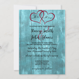 Rustic Teal Wedding Invitation