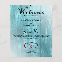 Rustic Teal Wedding Program
