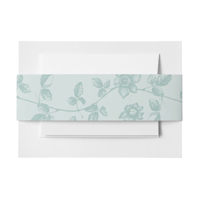 Rustic Teal Whimsical Floral Wedding Invitation Belly Band (Front Example)