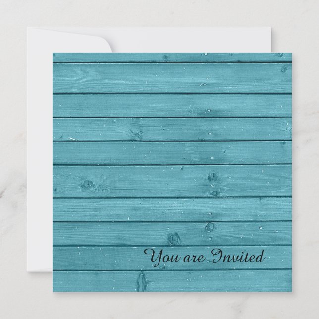 Rustic Teal Wood Birthday Invitation (Front)
