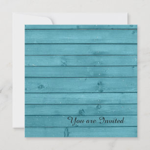 Rustic Teal Wood Birthday Invitation