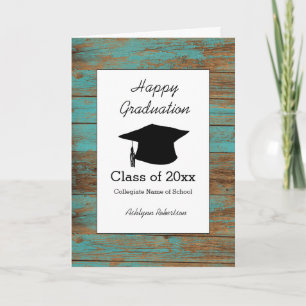 Rustic Teal Wood Class of 2025 Graduation Card
