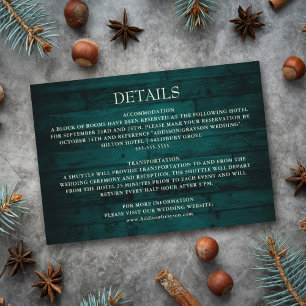 Rustic Teal Wood String Lights Wedding Detail Enclosure Card