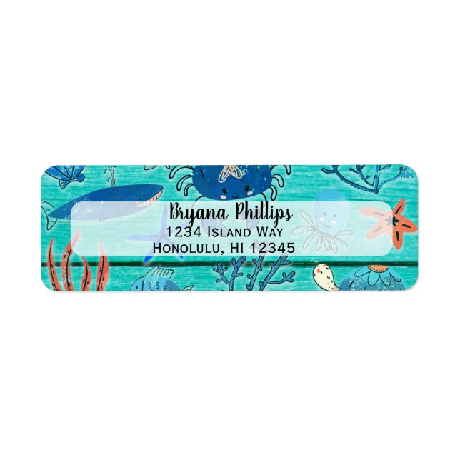Rustic Teal Wood & Under the Sea Friends Whimsical (Front)
