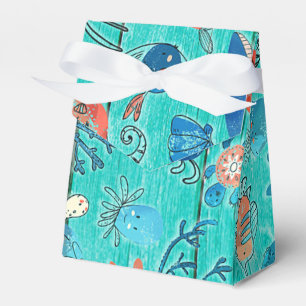 Rustic Teal Wood & Under the Sea Friends Whimsical Favour Box