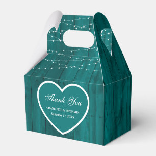Rustic Teal Wood Wedding Thank You Favour Box