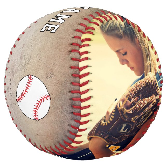 Rustic Team Name Player Number Photo Softball (Angled)