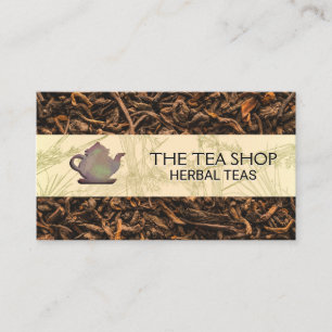 Rustic Teapot   Dried Tea Leaves Business Card