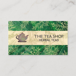 Rustic Teapot   Leaf   Juniper Herbal Branches Business Card