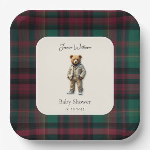 rustic Teddy  Baby Shower Paper Plate