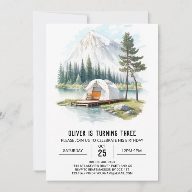 Rustic Tenting Kids Birthday Invitation (Front)