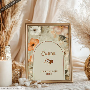 Rustic Terra Cotta Ivory Floral Custom Welcome Poster