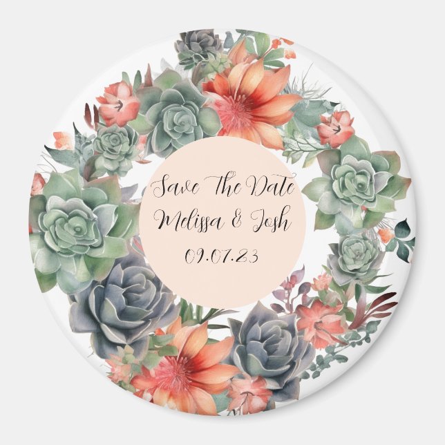 Rustic Terracotta and Silver Sage Wreath Magnet (Front)