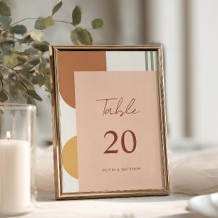 Rustic Terracotta Arches Coral Pink Boho Wedding Table Number