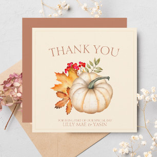 Rustic Terracotta Autumn Fall Pumpkins Wedding Thank You Card