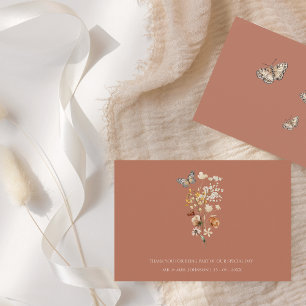 Rustic Terracotta Autumn Fall Wildflowers Wedding Thank You Card