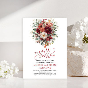 Rustic Terracotta Autumn Floral We Still Do Invitation