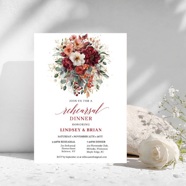 Rustic Terracotta Autumn Rehearsal Dinner Invite (Rustic Terracotta Autumn Rehearsal Dinner Invitation

)