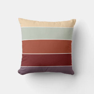 Rustic Terracotta beige Stripes Warm Autumn Fall Cushion