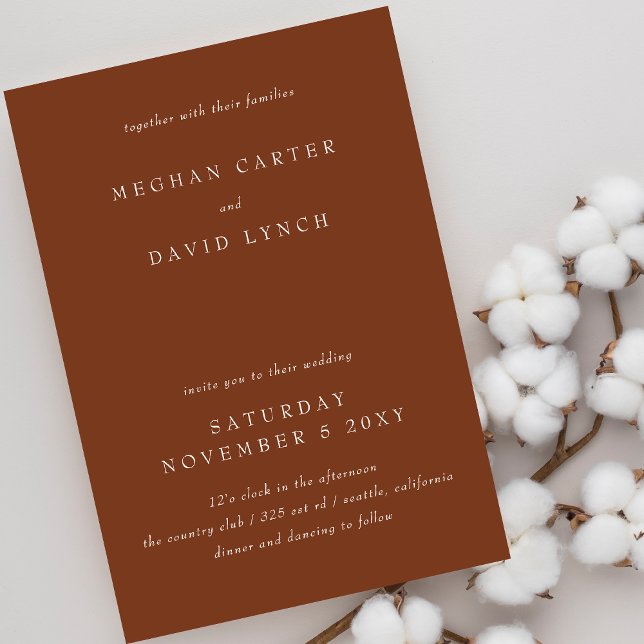 Rustic Terracotta Boho Burnt Orange Wedding Invitation (Creator Uploaded)