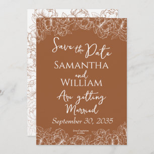 Rustic Terracotta Boho Floral Modern Photo Wedding Save The Date