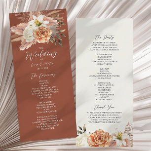 Rustic Terracotta Boho Floral Wedding Program Programme