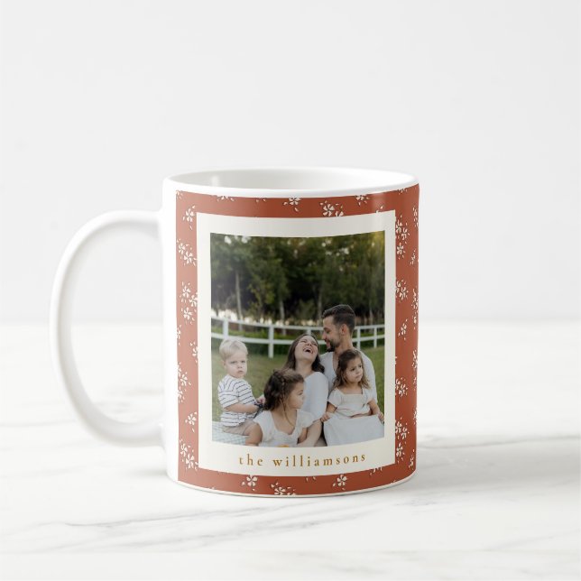 Rustic Terracotta Botanical Custom Photos Coffee Mug (Left)