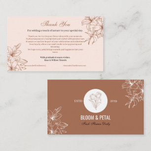 Rustic Terracotta Botanical Flower Shop Thank You Business Card