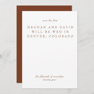 Rustic Terracotta Burnt Orange Modern Save The Date