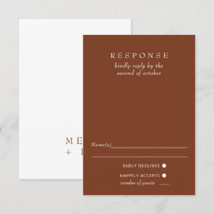Rustic Terracotta Burnt Orange Modern Wedding RSVP Card