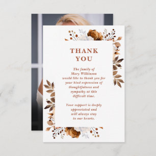 Rustic Terracotta Celebration Of Life Photo Thank You Card