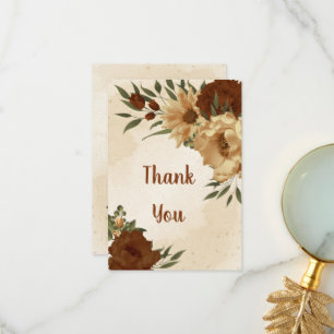 rustic terracotta earth tone floral thank you card