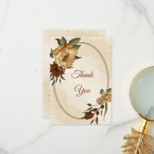 rustic terracotta earth tone floral thank you card