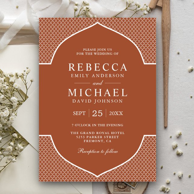 Rustic Terracotta Ethnic Indian Arch Wedding Invitation (Creator Uploaded)