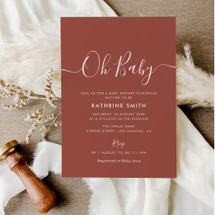 rustic terracotta fall baby shower invitation