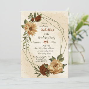 rustic terracotta floral botanical birthday invitation
