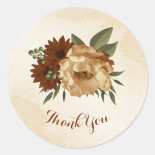 rustic terracotta floral greenery thank you classic round sticker