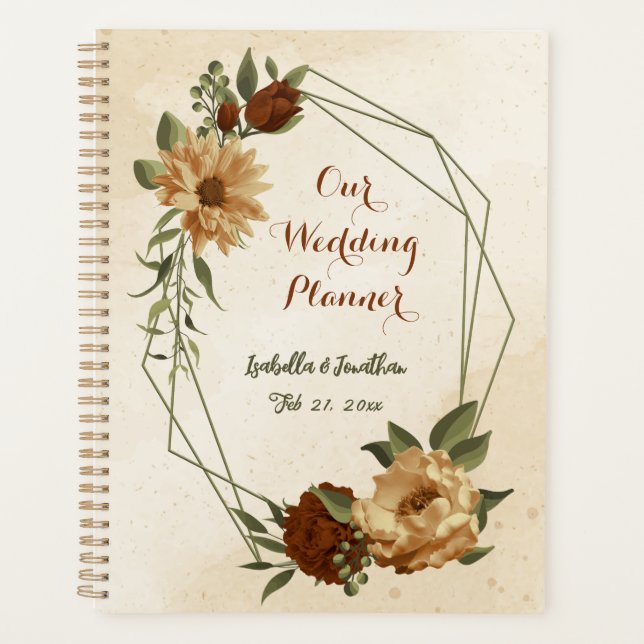 rustic terracotta floral greenery wedding planner (Front)