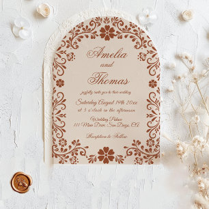 Rustic Terracotta Floral Mexican Wedding  Invitation