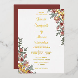Rustic Terracotta Floral Real Gold Wedding Foil In